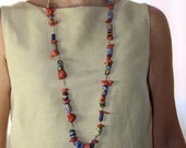 Collana con Murrine antiche di Venezia,  lapislazuli e quarzi citrini - collana corta - collana a rosario - collana blu