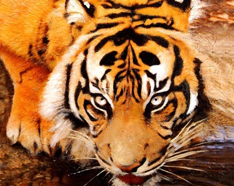 Tiger Painting original wildlife acrylic painting on canvas, wild cat painting or your own custom painting