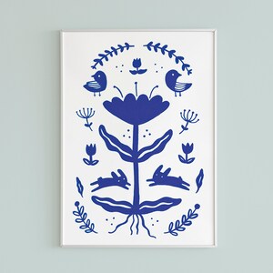 Padrão Folk Azul - postal / A5 / A4