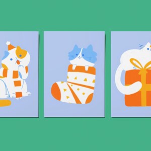 Cartões postais de Natal de gatos (escolha 1 ou o pacote de 3)