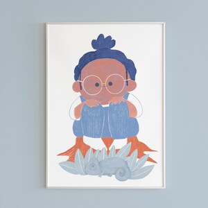A Menina e o Camaleão - postal / A5 / A4