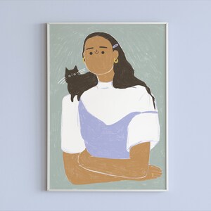 Gato nos ombros - postal / A5 / A4