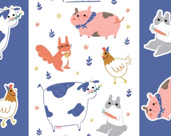 Sticker Sheet Farm Animals