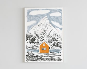 A House in the Mountain - postcard / A5 / A4