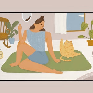 Yoga com meu gato - cartão postal / A5 / A4