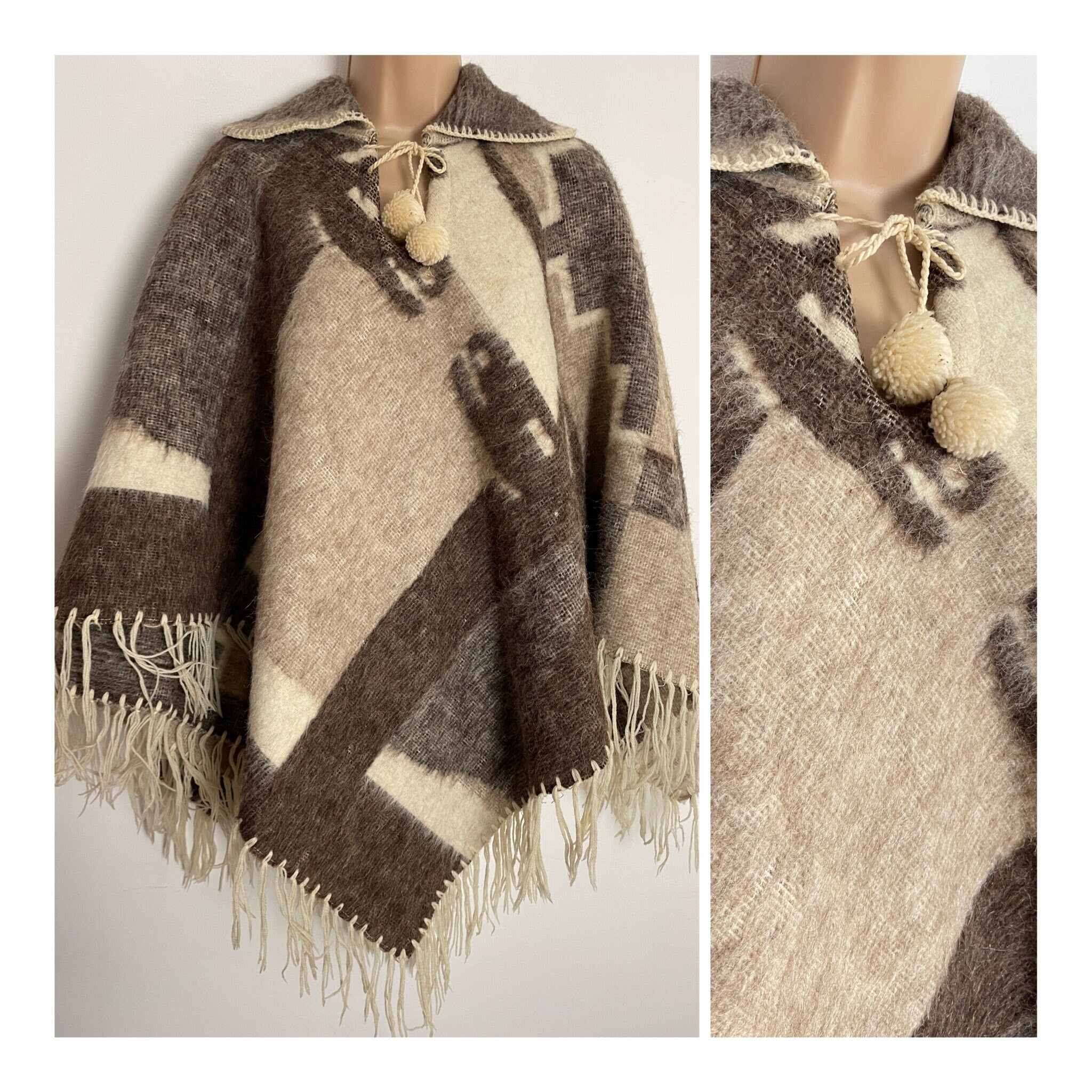70s Knit Poncho - Etsy UK