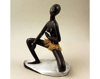 Leopard Anzengrabener Afrikanische Frau Skulptur (Mod. 88) | Wien, Österreich, 1950er Jahre