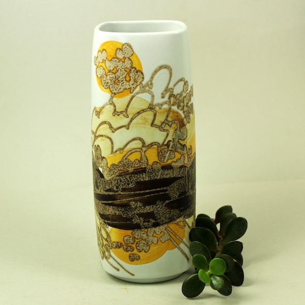 Ellen Malmer, Royal Copenhagen. Mid Century Faiance Vase with Abstract Decoration