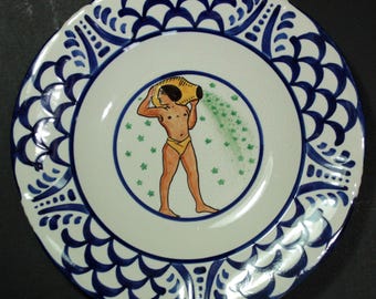 Antique AQUARIUS Zodiac Wall Plate | Harald Slott-Møller Aluminia Denmark 1903