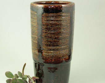 Per Linneman Schmidt, Palshus, Denmark, Stoneware Chamotte Vase, 1960's, Mid Century Modern