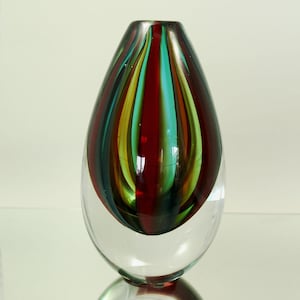 Lennart Nissmark, Åhus Sweden. Vintage Art Glass Tricolor Vase /Sculpture