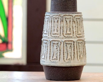 Helge Bjufstrøm Michael Andersen Vase. Danish Modernist Stoneware Tribal Pattern