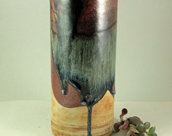 Conny Walther Drip Glaze Stoneware Vase | Danish Mid-Century Art Pottery