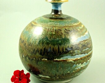 Einzigartige Eva Blahd Studio Steinzeug Vase | Signiert. Schwedische Mid-Century Keramik