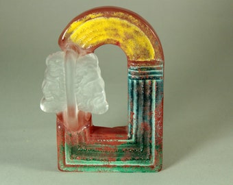 Kjell Engman for Kosta Boda, Sweden. Art Glass Sculpture Janus from the Series Framework 1998