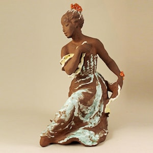 Ceramic Woman Figurine Kneeling - Etsy