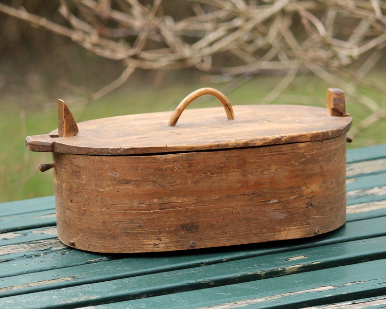 Antique Swedish 'Svepask'Bentwood Box, Nordic Folk Art image 1