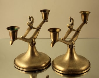 Seltenes Art Deco Bronze Kerzenleuchter-Paar, 1933 Ystad Metal Sweden