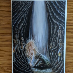 Mitologia pagana "La grotta" Pittura a olio Art A6 Biglietto d'auguri