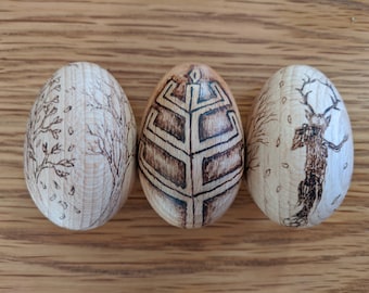 Pyrography wooden egg - beech