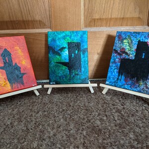 Castle Ruins - Acrylic Art Set of 3 on Easels