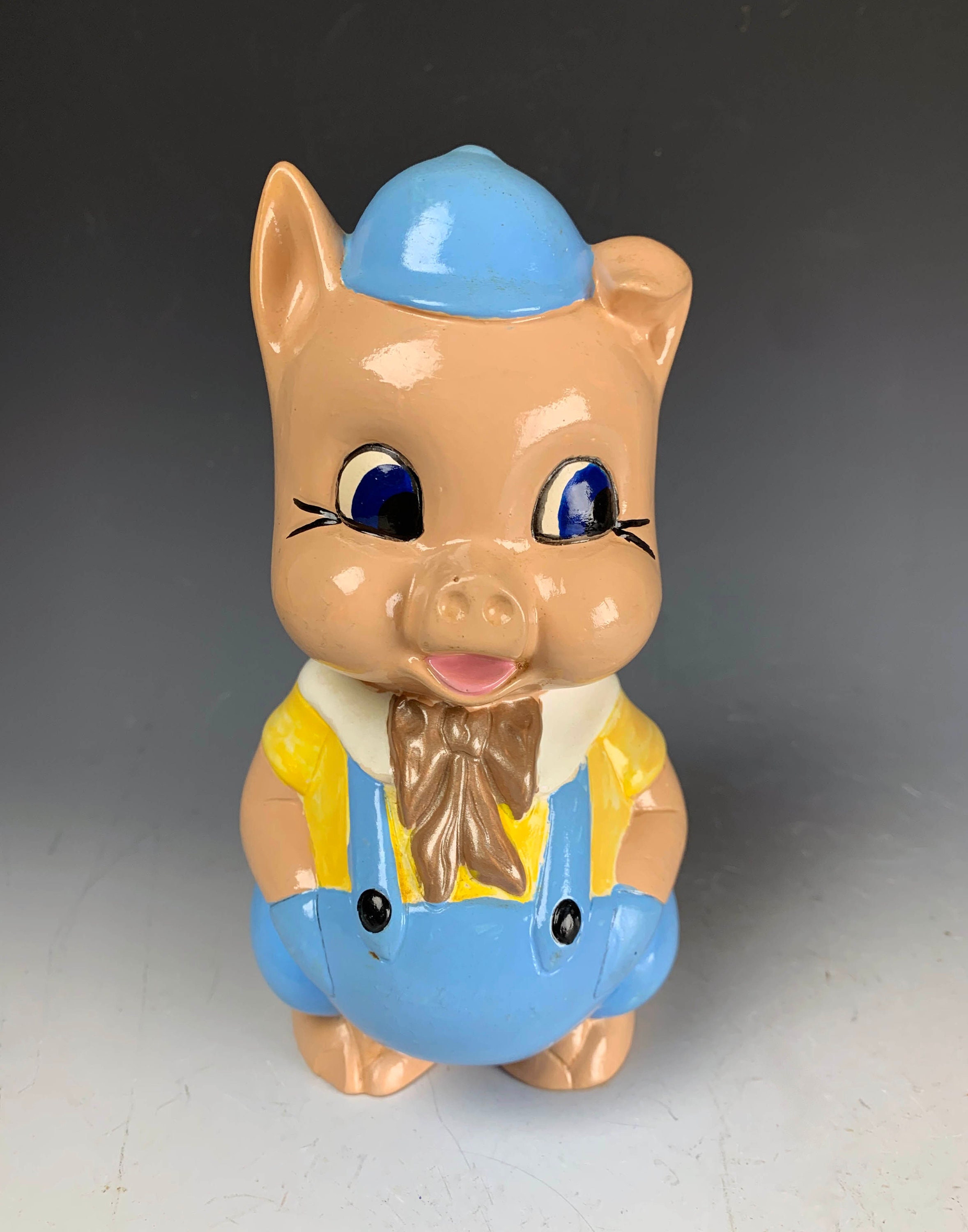 Vintage Porky Pig Bank Kitsch Decor Piggy Bank 70s Decor / Mod Vintage Piggy Bank Hand Painted