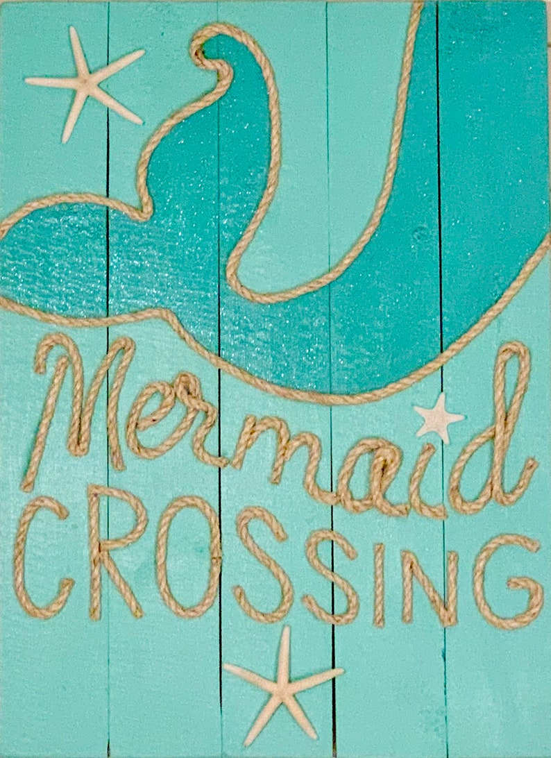Handmade Mermaid Crossing With Rope Beach Pallet Art - Etsy
