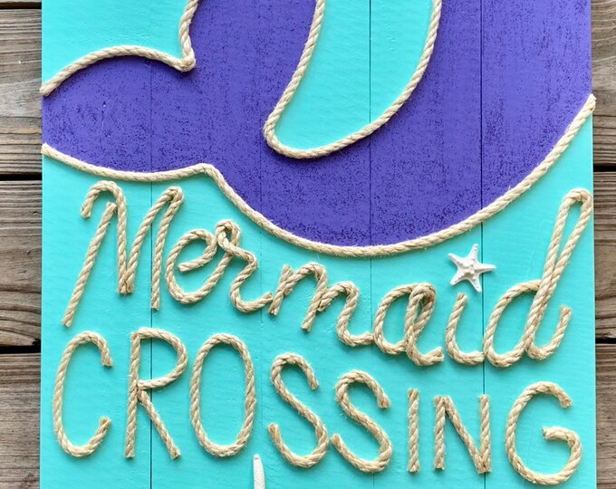 Handmade Mermaid Crossing With Rope Beach Pallet Art - Etsy