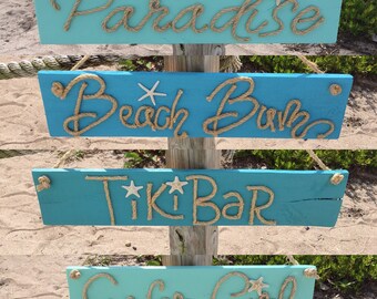 Handmade Paradise, Beach Bum, Tiki Bar, Sea La  Vie with Rope Beach Pallet Art Coastal Decor Pallet Art Nautical Art Nautical Signs Rope Art