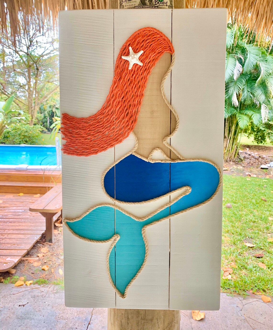 Handmade Mermaid With Rope Beach Pallet Art Coastal Decor - Etsy