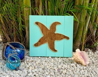 Handmade Starfish With Rope Beach Pallet Art
