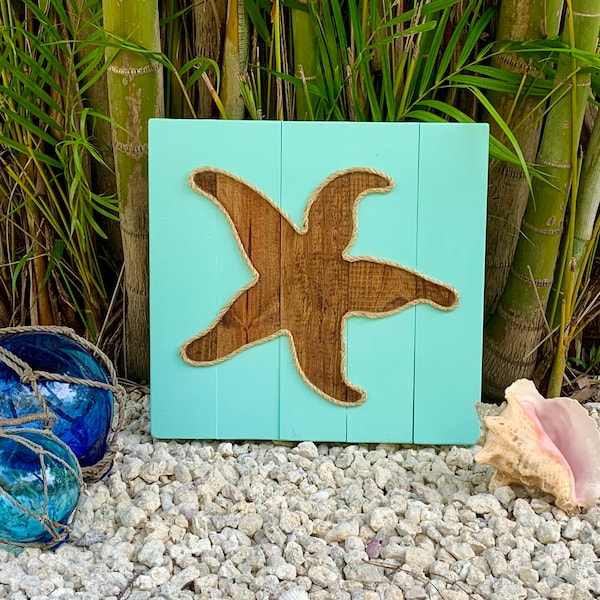 Handmade Starfish With Rope Beach Pallet Art