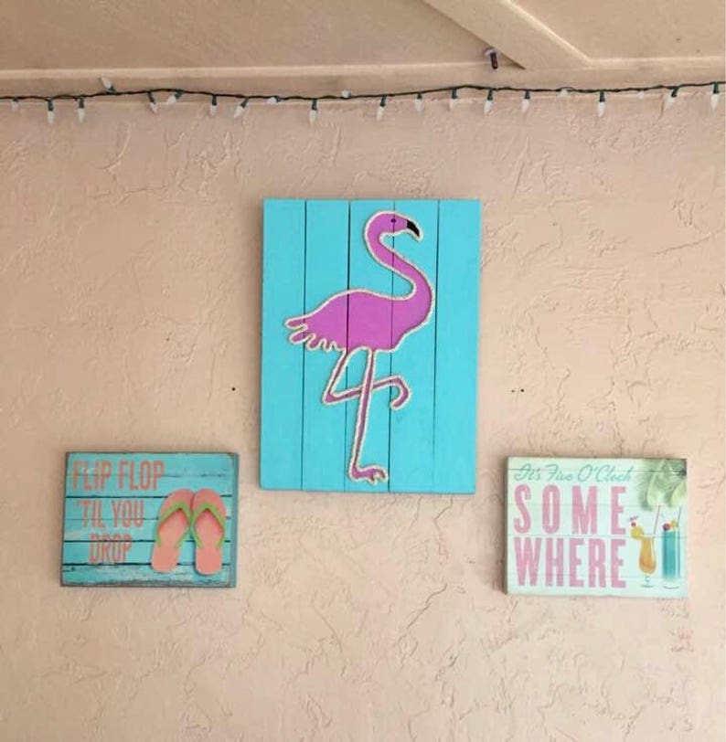 Set of 6 Coastal Beach Palm Tree Flemingo Relax View Matching Wall Art Print. eB