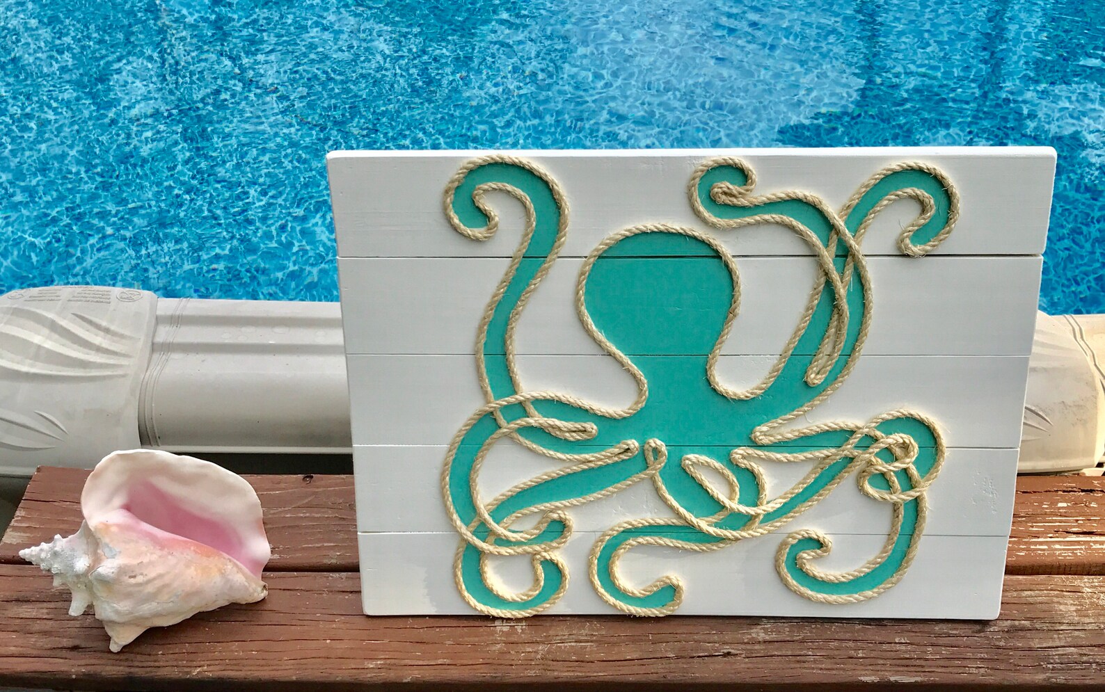 Handmade Octopus With Rope Beach Pallet Art Coastal Decor Rope Art ...