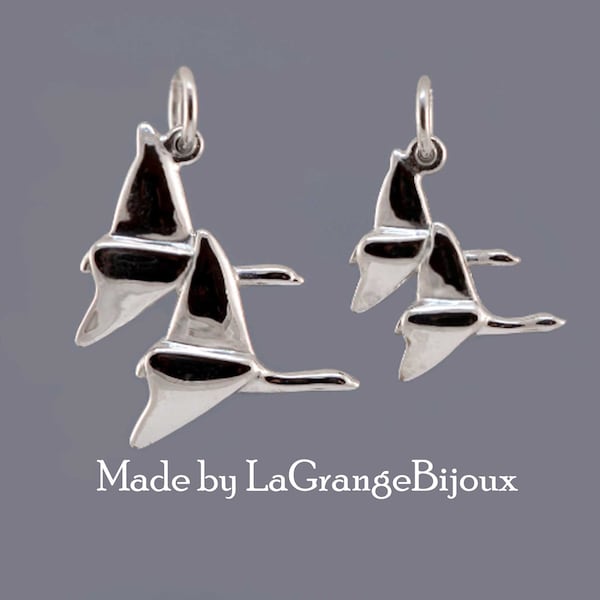 Pair of flying geese pendant in 925 sterling silver