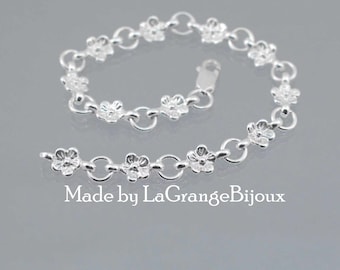 Forget Me Not Bracelet, 925 Silver Forget Me Not Motif Bracelet