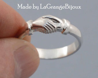 Wide band Fede Ring, Handshake Ring, Symbol of Agreement, Friendship Ring, 925 Silver