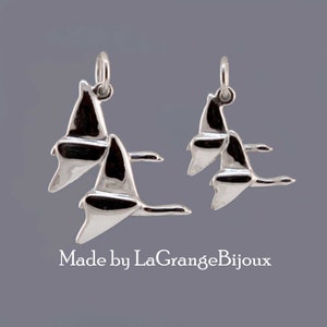 Pair of flying geese pendant in 925 sterling silver