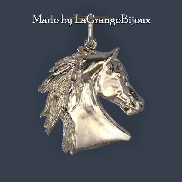 Horse head pendant, hand made in solid 925 sterling silver