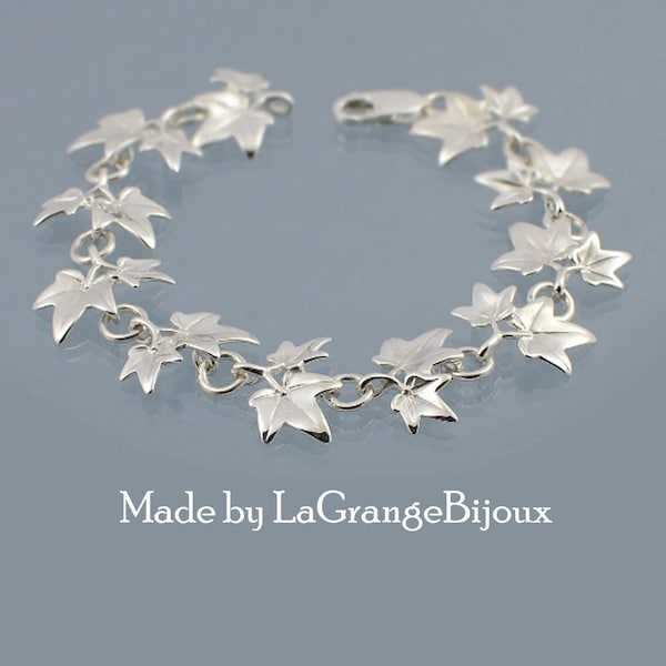 Bracelet de feuilles de lierre en argent