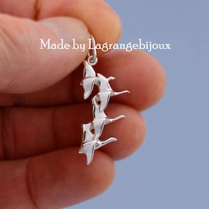 Flying Geese Pendant, in solid 925 Sterling Silver