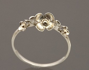 flower ring 925 silver with 5 flowers