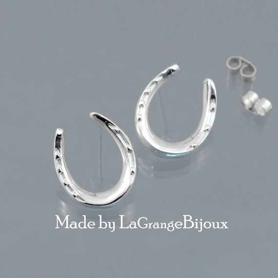 Orecchini A Ferro Di Cavallo In Argento Sterling 925 | Design Cavallo Per Amanti Equitazione | Ipoallergenici Con Retro In Silicone