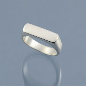 Rectangular Bar Topped Signet Ring, Contemporary  Ring, 925 Silver