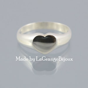 Heart shaped signet or pinkie ring in 925 sterling silver made to order to your finger size