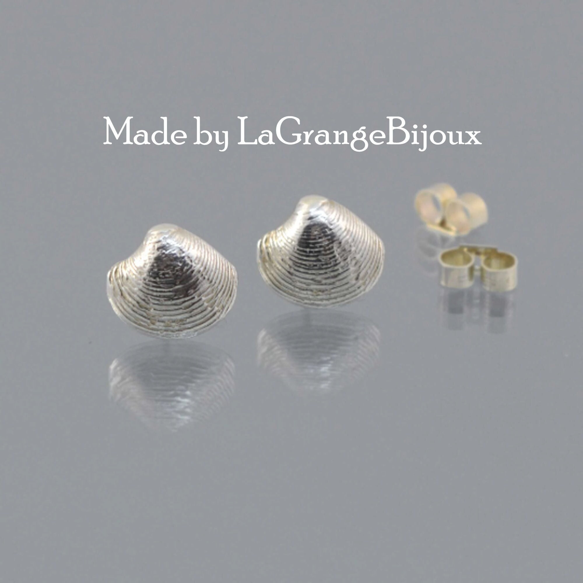 ピアス Big Shell Earring (Silver) Shell Stud Earrings in 925 Sterling Silver - Etsy
