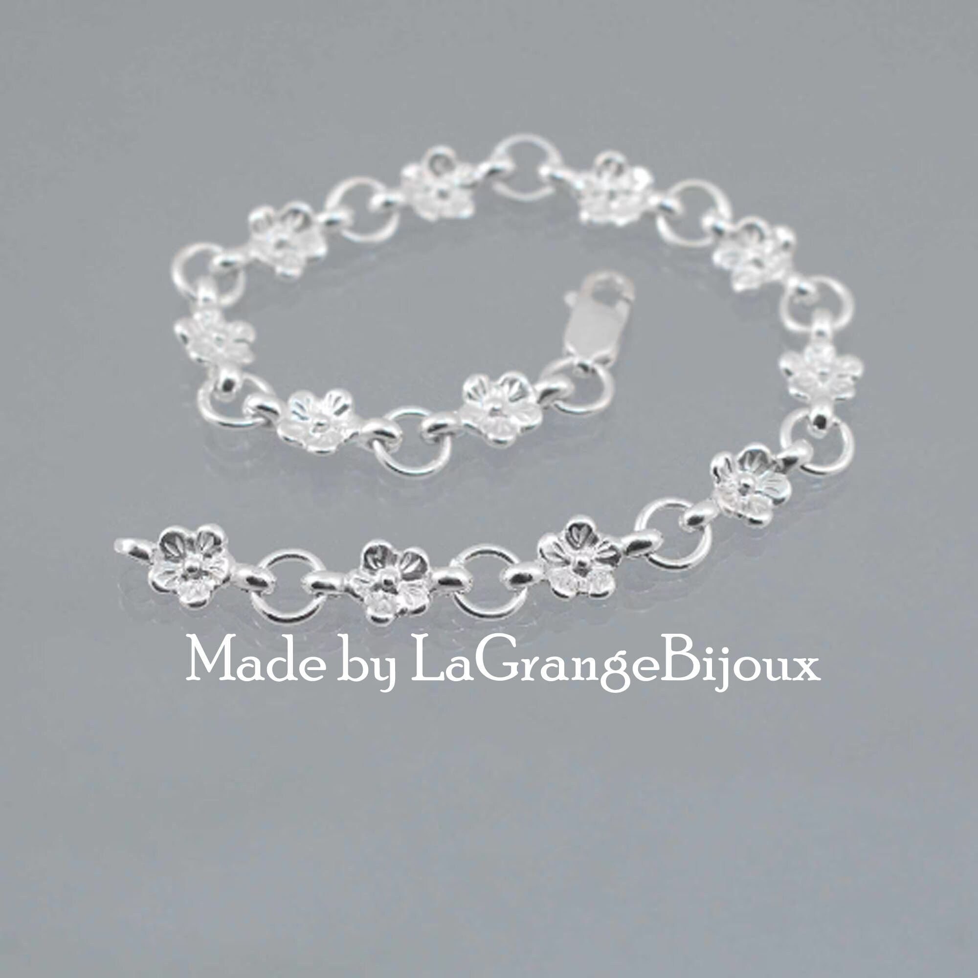 DAYLINLOVE Bracciale Fiore In Argento 925 – Modello Nontiscordardime – Girasole, Cardo, Margherita, Loto – Gioiello Ipoallergenico Con Catena Regolabile