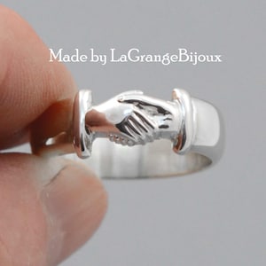 Chunky heavy Fede Ring, Wide Band Handshake Ring, Symbol of Agreement, Friendship Ring in 925 sterling silver made to your size