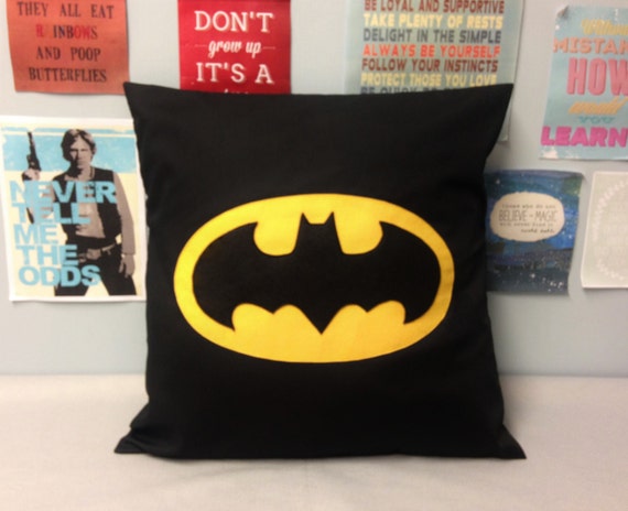 Batman Black Yellow Retro Superhero Yellow Batman cushion pillow cover