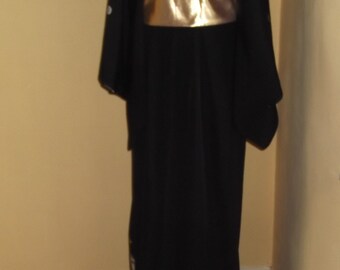 Exquisite Vintage Japanese Silk Kuro Tomesode Kimono with Gold Kyoto, Gion Festival design
